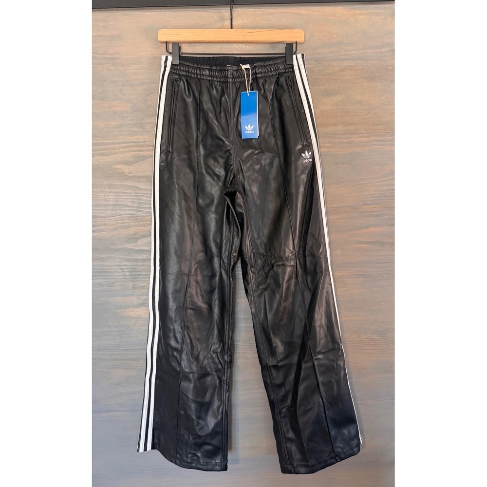 Adidas Originals Firebird P Pant Faux Leather Black Wide Leg IY7245 Womens XS - Picture 4 of 7